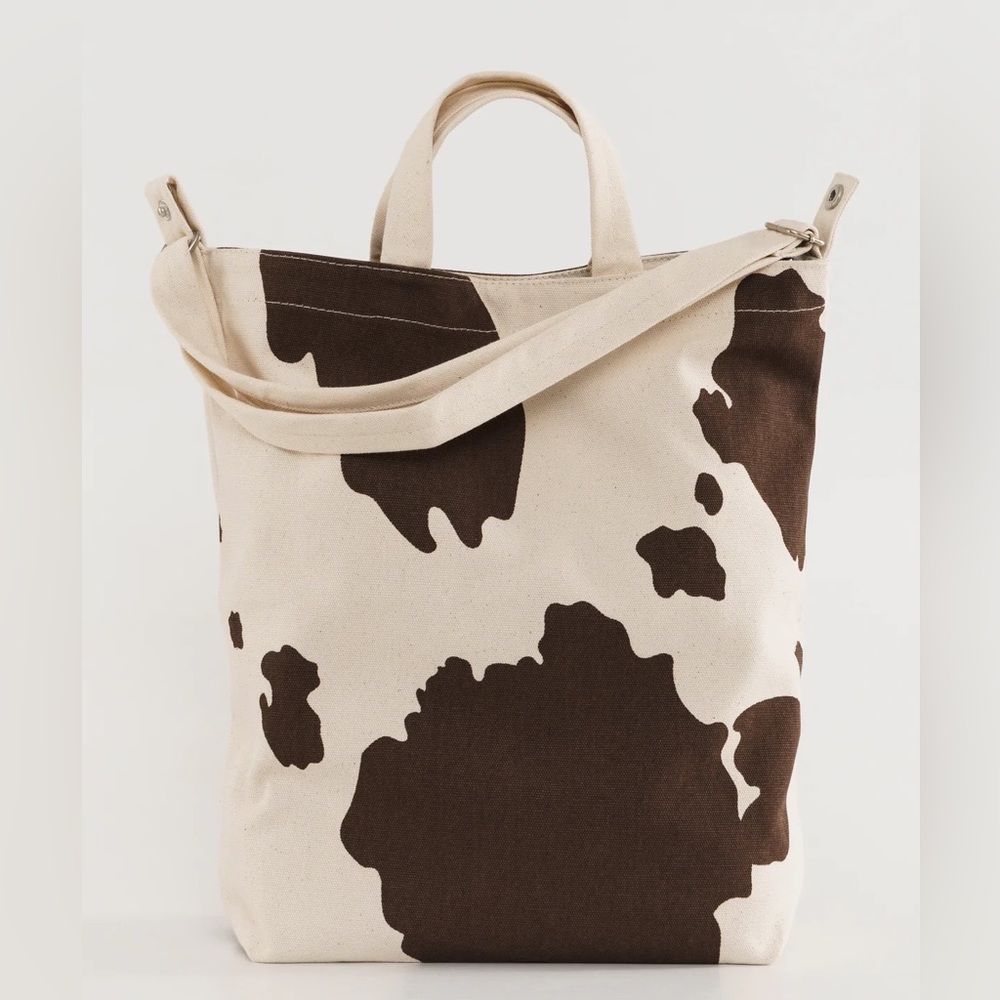 BAGGU Cow-Print Canvas Duck Bag